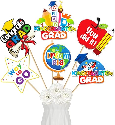 Photo 1 of 24Pcs Kindergarten Graduation Party Centerpieces for Tables Kindergarten Graduation Party Centerpiece Sticks Kindergarten Table Toppers Graduation Table Decorations Class of 2023 Centerpiece Sticks Kindergarten Decorations   2 PACKS 