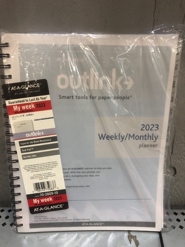 Photo 1 of AT-A-GLANCE 2023 Weekly & Monthly Planner Refill, Outlink, Hourly Appointment Book, 8-1/2" x 11", Large, Spiral Bound (70200910)