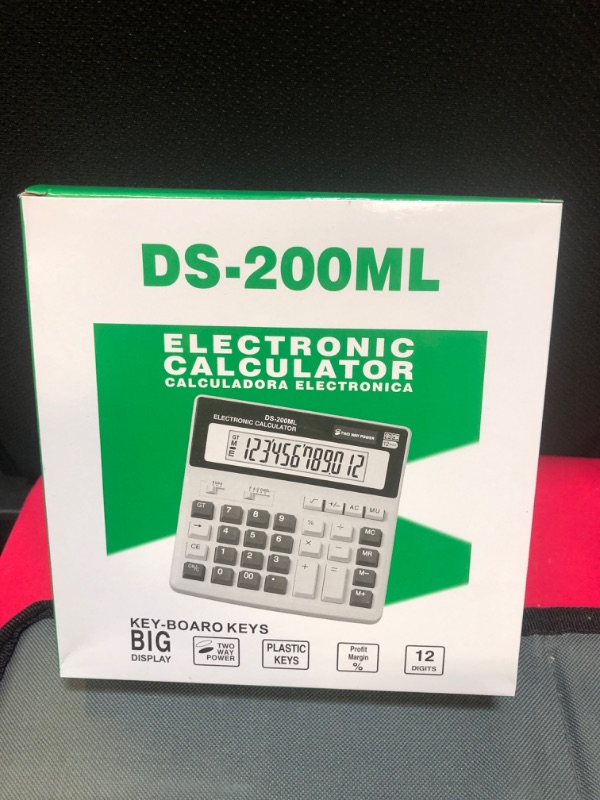 Photo 2 of Calculator, Calculators Large Display and Buttons, Solar Battery Dual Power, Big Button 12 Digit Large LCD Display (White)