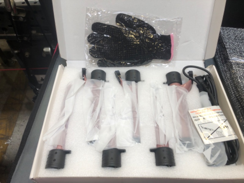 Photo 3 of 6-IN-1 Curling Iron, Professional Curling Wand Set, Instant Heat Up Hair Curler with 6 Interchangeable Ceramic Barrels (0.35'' to 1.25'') and 2 Temperature Adjustments, Heat Protective Glove & 2 Clips Rose Gold