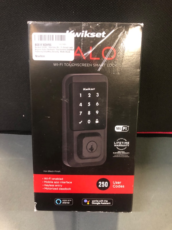 Photo 2 of Kwikset Halo Wi-Fi Smart Door Lock, Keyless Entry Electronic Touchscreen Deadbolt with SmartKey Security, App Control & 98150-011 San Clemente Front Door Handle, Matte Black Matte Black Lock & Handleset