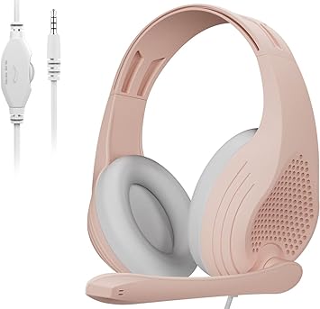 Photo 1 of Anivia A9S Over-Ear Headphones Wired Stereo Gaming Headset with Mic Compatible with PC Computers PS4 Xbox One Laptop PSP Smartphones Tablets Mac iOS - Pacific rose gold 