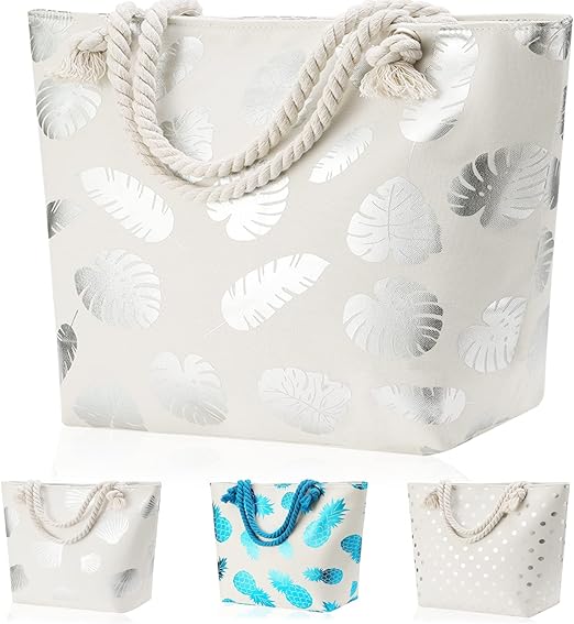 Photo 1 of Tesalate Large Utility Beach Tote Bag Waterproof Sandproof Beachbag Cotton Rope