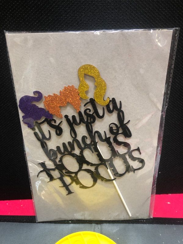 Photo 2 of It's Just A Bunch of Hocus Pocus Cake Topper and Hocus Pocus Witch Hair Cupcake Toppers, Hocus Pocus Cake Decorations Hocus Pocus Birthday Cake Topper for Halloween Hocus Pocus Party Cake Supplies