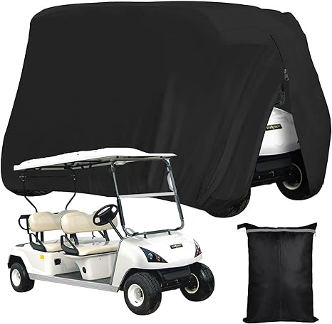 Photo 1 of  4 Passenger 400D Waterproof Golf Cart Cover, 112''L Heavy Duty Outdoor Cover for EZGO Club Car Yamaha