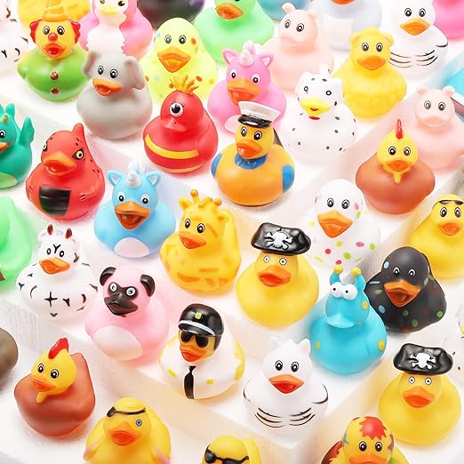 Photo 1 of 25 Pack Rubber Ducks,Assorted Rubber Duckies for Kids,2 Inch Assortment Rubber Duck,Multicolor Mini Duck Float Tiny Ducks,Rubber Duck Bath Toys for Baby Shower Birthday Party Favors