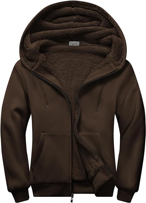 Photo 1 of  Hoodies for Men Zip Up Sweashirts Fleece Sherpa Lined Winter Wool Heavyweight Jacket   2XL 