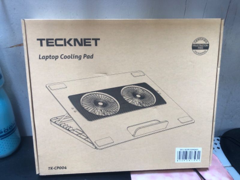 Photo 2 of TECKNET Laptop Cooling Pad, Adjustable Aluminum Laptop Stand, Portable Ultra-Slim Quiet Laptop Cooler with 2 Separable Powerful Laptop Fans, for Business Office Laptops Within 15.6 Inches Grey