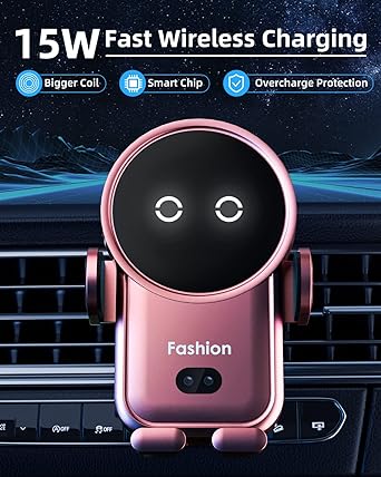 Photo 1 of Wireless Car Charger with Suction Cup and Vent Clip,15W Fast Charging Kharly Car Phone Charger Holder,Smart Sensor Auto-Clamping Fashion Phone Holder Mount for Car for iPhone 14 Pro/13 Samsung