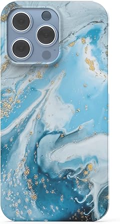 Photo 1 of   3 boxes Rebolly Compatible with iPhone 13 Pro Max 6.7 inch - Marble Case Shockproof Protective Phone Case for Men and Women Fashionable Phone Case (Gilt Light Blue) (Rebolly-01)