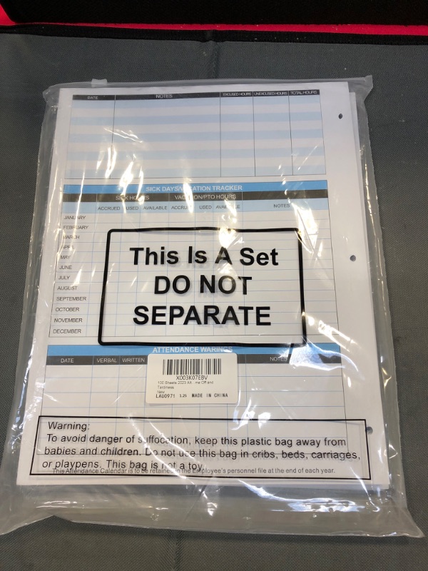 Photo 2 of 100 Sheets 2023 Attendance Calendar Teacher Attendance Book for Employees Attendance Calendar 2023 Work Calendar Cards for 3 Hole Binder Employee Attendance Record Time off and Tardiness (Blue)