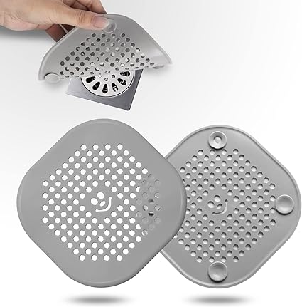 Photo 1 of 2 Pack Drain Hair Catcher Durable Silicone Shower Drain Protector Sink Drain Strainer Hair Stopper for Shower Kitchen Bathroom Tub Grey