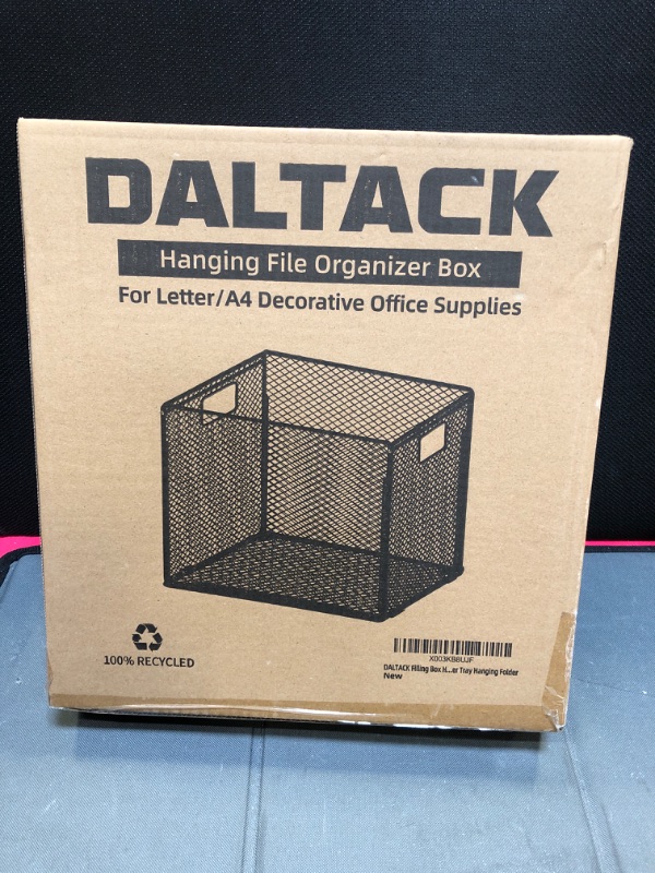 Photo 2 of DALTACK Hanging File Folder Organizer, Mesh Folder Box Includes 5 Grey Hanging File Folders, Letter-Size File Organizer for Desk, Folder Sorter Organizer for School Office Home,Black Large