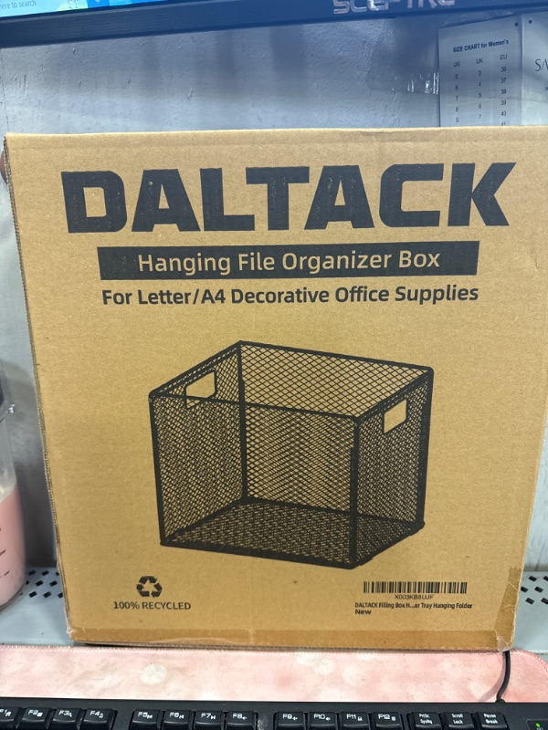 Photo 2 of DALTACK Hanging File Folder Organizer, Mesh Folder Box Includes 5 Grey Hanging File Folders, Letter-Size File Organizer for Desk, Folder Sorter Organizer for School Office Home,Black Large