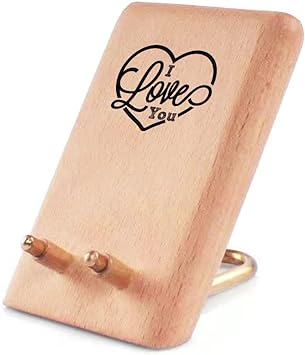 Photo 1 of I Love You Wooden Mobile Phone Holder, Convenient Charging Cell Phone Stand, Beech Portable Desktop Smartphone Stand. Wooden Ipad Stand. Sister Gift, Birthday Gift, Couple Gift. (1PCS)