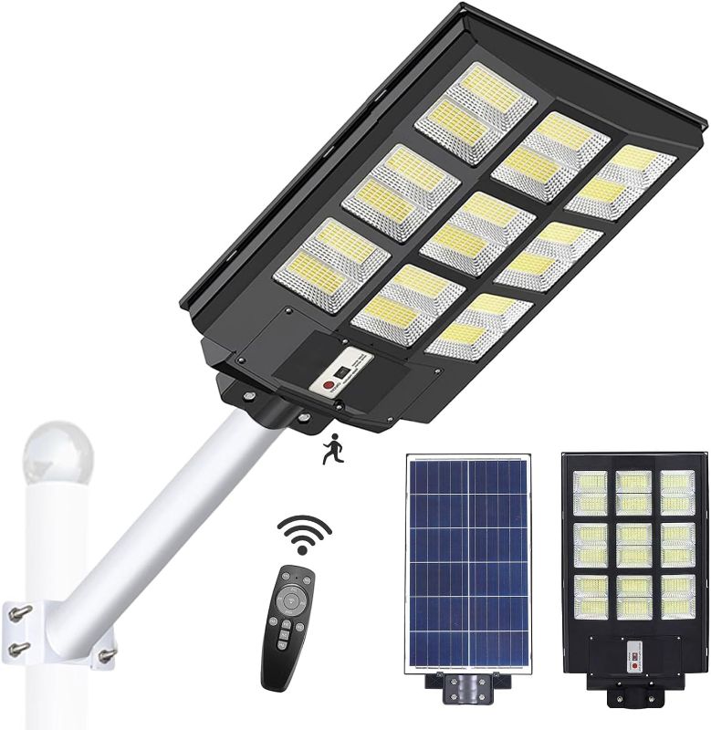 Photo 1 of 800W Led Solar Street Light Outdoor, 50000LM IP65 Waterproof Solar Security Flood Lights Motion Sensor with Remote Control & Arm Bracket, Dusk to Dawn Solar LED Light Lamp for Garden Yard Parking Lot