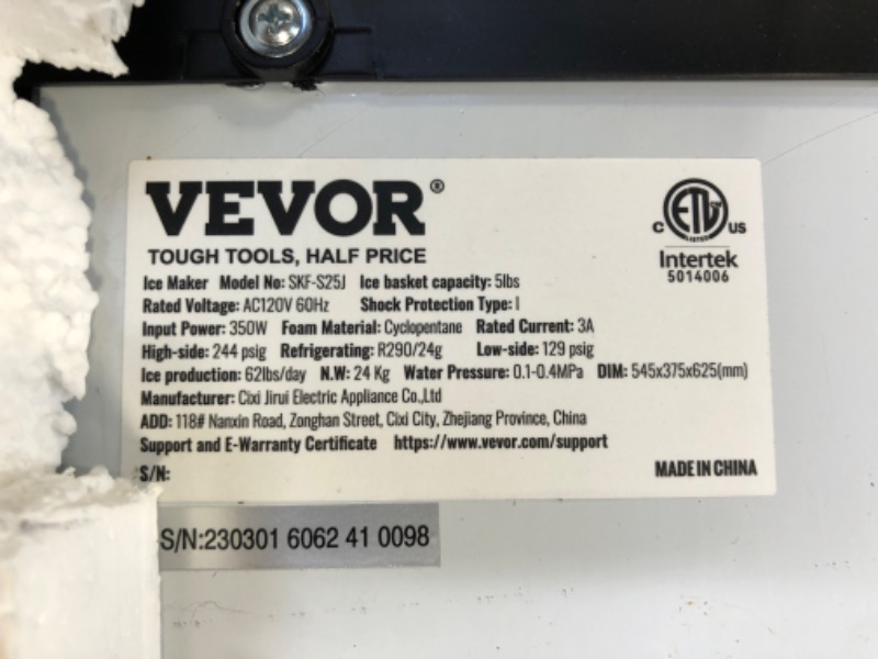 Photo 1 of VEVOR Portable Countertop Ice Maker 62Lbs/24H Self-Cleaning with UV Function
