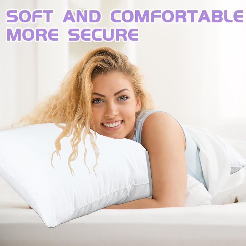 Photo 1 of 2 Pinkunn PILLOW King Size Pillows 36 x 20 Inches Bed Pillows for Sleeping Hotel Pillows Bulk for Back, Stomach or Side Sleepers, White