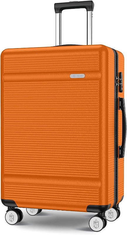 Photo 1 of Zitahli Carry on Luggage, Expandable Luggage Suitcase, PC Hard Case Luggage with TSA Lock Spinner Wheels YKK Zippers, 20in (Dark Black) Carry-On 20-Inch Orange