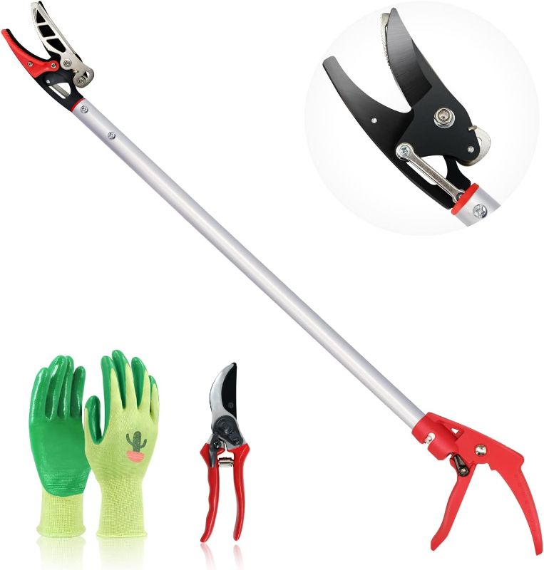 Photo 1 of Altdorff Cut and Hold Pruner Set, Lightweight 32-Inch Long Reach Pruner One-Handed Operation, Hold Long Reach Cut Rotating, 8.3" Hand Pruner for Branch Pruning, Fruit Picking, Prickly Plants & Roses
