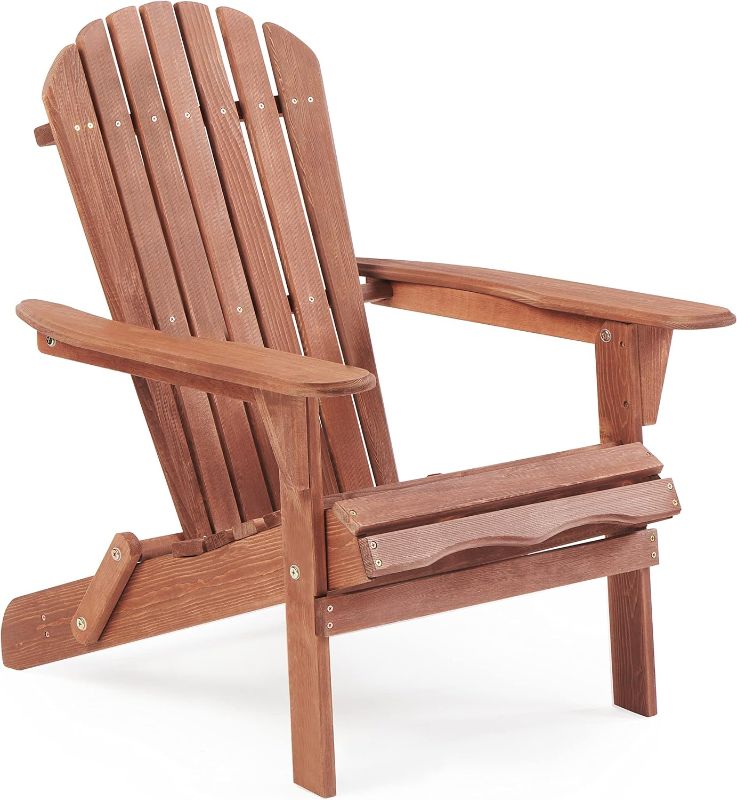 Photo 1 of Wooden Folding Adirondack Chair, Half Pre-Assembled Wood Patio Lounge Chair for Outdoor Garden Backyard Porch Pool Deck Firepit