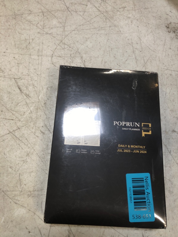 Photo 1 of POPRUN Daily Planner 2023-2024 One Page per Day with Vegan Leather Hardcover - Agenda July 2023- June 2024 Hourly Appointment Book with Monthly Tabs, Inner Pocket, 5.5" x 8.5" - Brown Browun 5.5'' x 8.5''