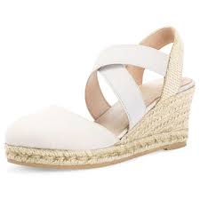 Photo 1 of Elastic Crossed Grass Weave Wedge Sandals SIZE 7.5