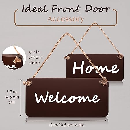 Photo 1 of 1Piece D.N Welcome Sign for Front Door | Farmhouse Wreath Porch Or Entryway Accent Decorations Wood Reversible Hanging String Outdoor Decor | Elegant Home Gift for Thanksgiving (12 x 6 Inches)