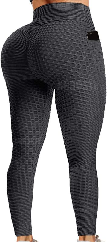 Photo 1 of A AGROSTE Women's High Waist Yoga Pants Tummy Control Workout Ruched Butt Lifting Stretchy Leggings Textured Booty Tights SIZE S