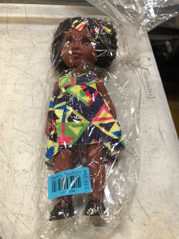Photo 2 of Beem Jun 14 Inch Black Doll African American Doll Full Set Curly Hair Black Doll For Girls Age 3 & Up-Best Gift For Kids Girls (Fashion)