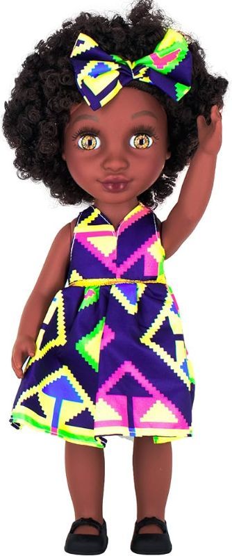 Photo 1 of Beem Jun 14 Inch Black Doll African American Doll Full Set Curly Hair Black Doll For Girls Age 3 & Up-Best Gift For Kids Girls (Fashion)