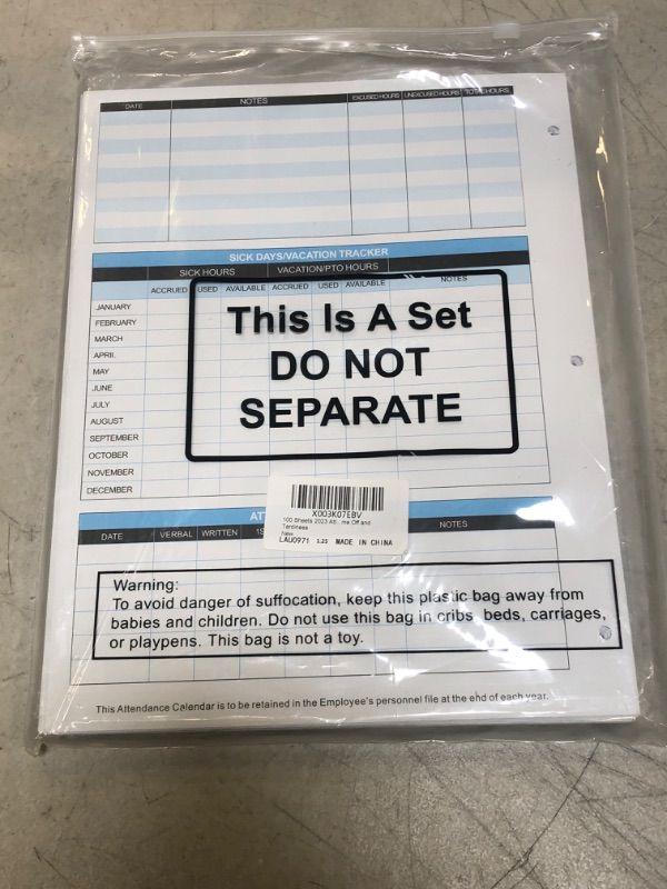 Photo 1 of 100 SHEETS 2023 ATTENDANCE CARDS AND TARDINESS
++USE STOCK PHOTO AS REFERENCE, COLOR IS BLUE++