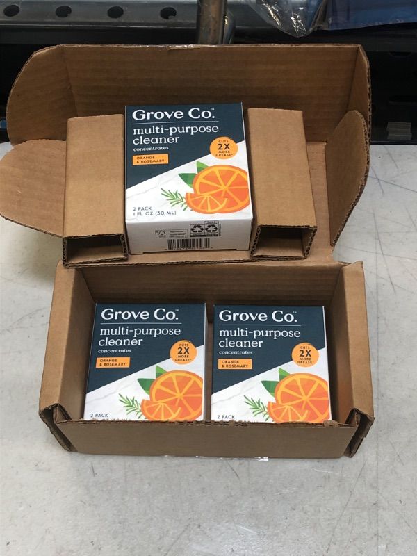 Photo 2 of Grove Co. Multi-Purpose Cleaner, Refill Concentrate (6 x 1 Fl Oz) Plant-based Household Cleaning Supplies, Ammonia & Chlorine Free, No Plastic Waste, Orange & Rosemary Scent, Total 3 x 2 Pack Refills Orange & Rosemary 0.17 Fl Oz (Pack of 6)