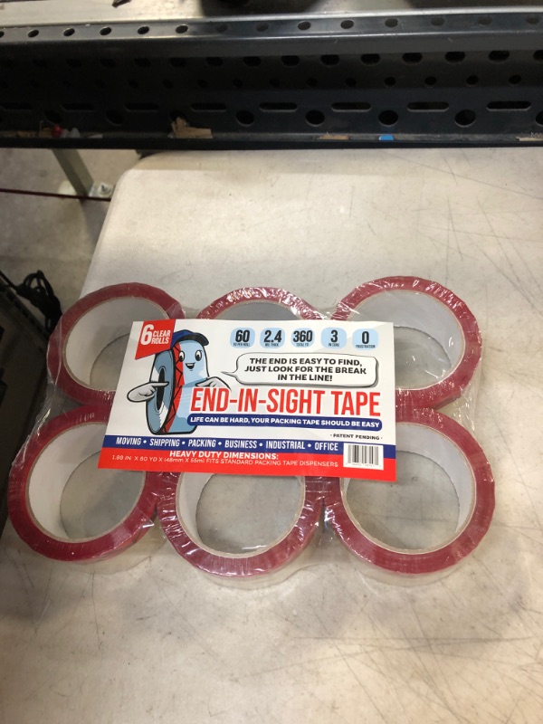 Photo 2 of 6 Heavy Duty Clear Packing Tape Rolls/Refills - Patent Pending End-find Design Makes Packaging, Boxing, Wrapping & Shipping Easier - 1.88 in Wide, 2.3 Mil Thick, 60 Yards Reinforced Mailing Tape