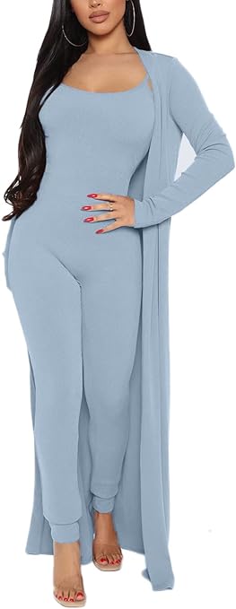 Photo 1 of Cosygal Women's 3 Piece Outfits Tracksuit Fall Winter Crop Top Cardigan and Wide Leg Long Pants Jumpsuit Two Three Piece Sets (  SM) 
