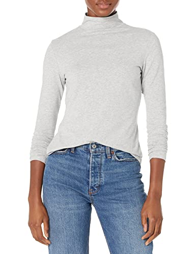 Photo 1 of Amazon Essentials Women's Classic-Fit Long-Sleeve Mockneck Top (Available in Plus Size), Grey Heather, Small
