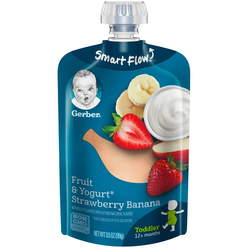 Photo 1 of Gerber Snacks for Toddler Fruit & Yogurt Strawberry Banana 3.5 Oz Pouch (12 Pack)
