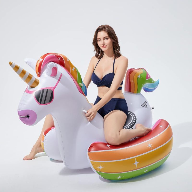 Photo 1 of BravoStar Rainbow Unicorn Pool Float Inflatable Swimming Pool Floatie Heavy-Duty Vinyl Fun Novelty Water Toy for Adults Kids
+++UNABLE TO TEST+++