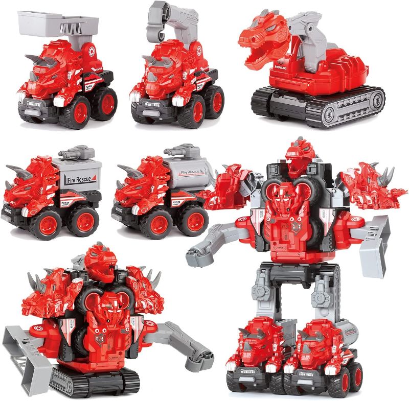 Photo 1 of Asoxt Fire Fun for Little Firemen: Toddler Robot Fire Trucks, Transforming Robots STEM Toys,Easy DIY Assembly Function,5 in 1 Educational Toys
