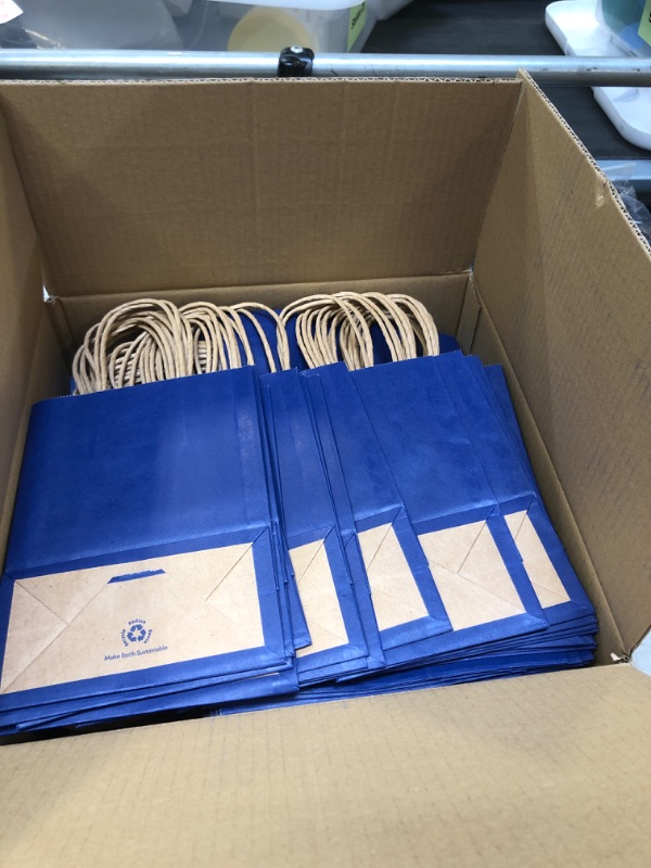 Photo 2 of 100 PC DARK BLUE GIFT BAGS 
