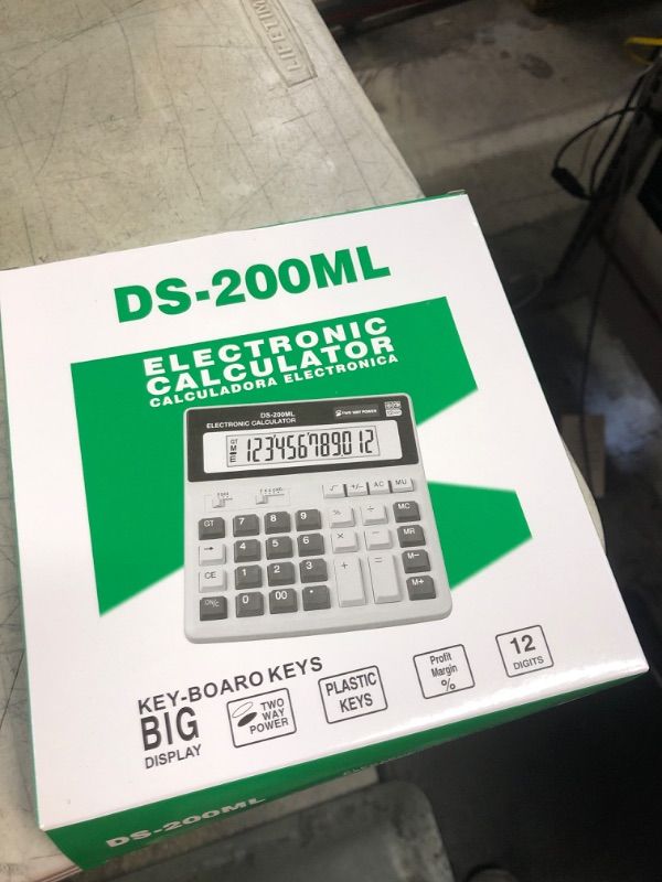 Photo 1 of Calculator, Calculators Large Display and Buttons, Solar Battery Dual Power, Big Button 12 Digit Large LCD Display (White)
