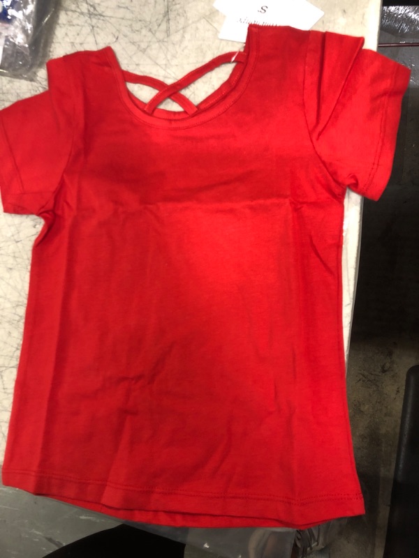 Photo 1 of girls short sleeve shirt- size- small red