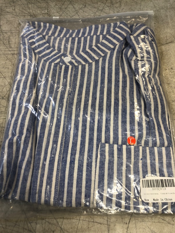 Photo 2 of BAYAMO Men's Beach Shirts Linen Summer Button Down Shirts Casual Henley Short Sleeve T Shirt with Pocket
size- large
