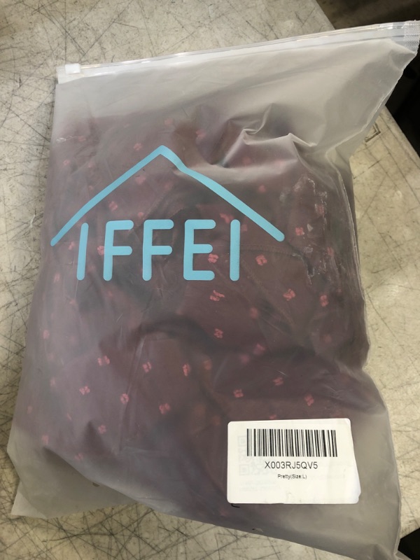 Photo 2 of IFFEI Summer Maxi Dress V Neck Chiffon Ruffle Sleeve Swiss Dots A-Line Dress Stretchy High Waist Flowy Dress
size- large