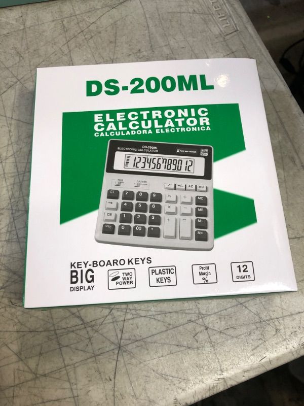 Photo 1 of Calculator, Calculators Large Display and Buttons, Solar Battery Dual Power, Big Button 12 Digit Large LCD Display (White)
