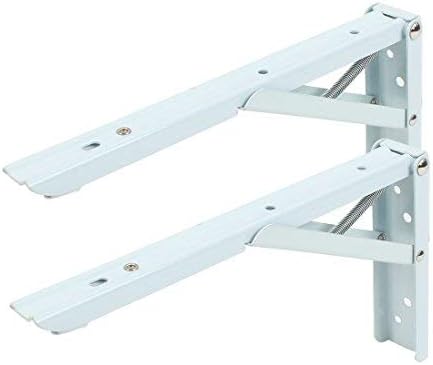 Photo 1 of 2 Pcs 90 Degree Spring Loaded Folding Support Shelf Bracket 8" Length Shop Store Use with 8 Screw (8'')

