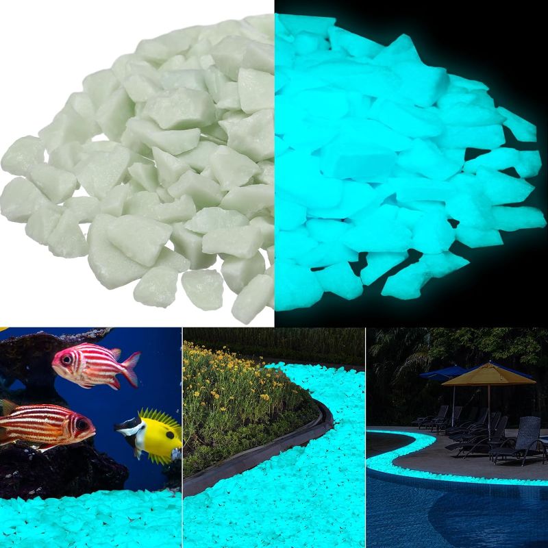 Photo 1 of 100 PCS Wesiti Glow in The Dark Gravel, Fluorescent Glow in The Dark Rocks Decorations Fish Tank Rocks Decorative Aquarium Gravel Stones for Garden Room Planter Aesthetic, 100 PCS (Blue Green)
