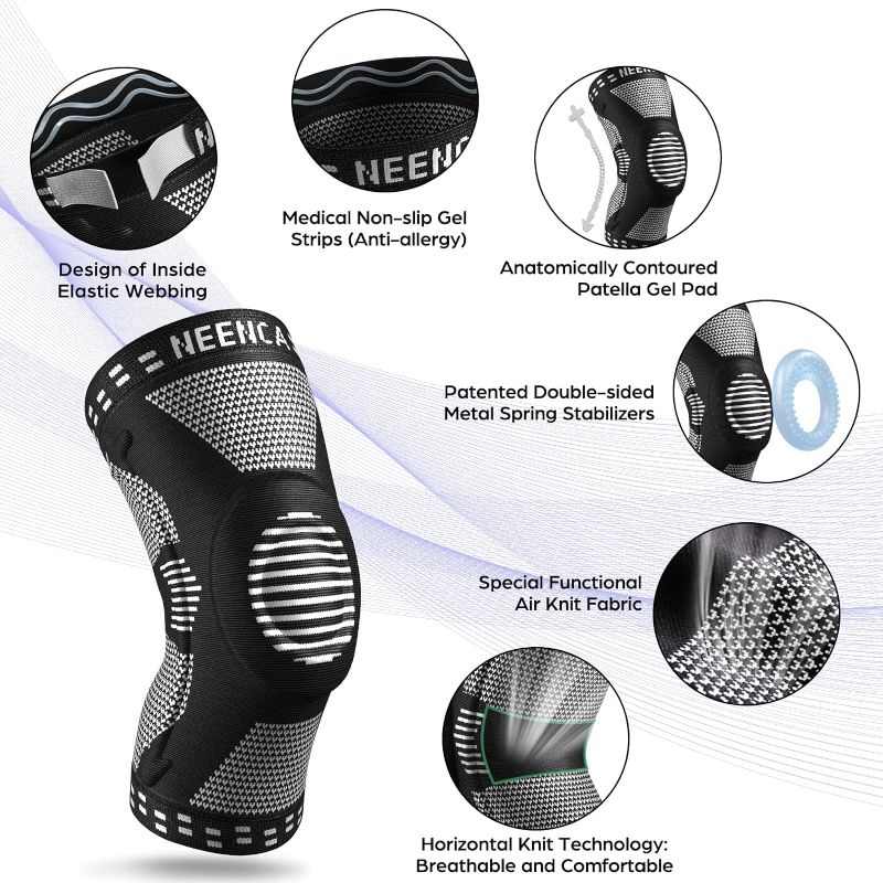 Photo 2 of NEENCA Professional Knee Brace for Knee Pain Relief, Medical Knee Support with Patella Pad & Side Stabilizers, Compression Knee Sleeve for Meniscus Tear, ACL, Arthritis, Joint Pain, Runner, Workout...Size