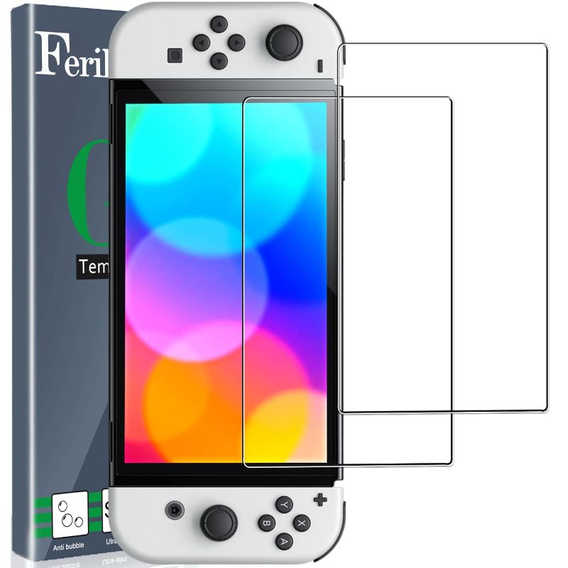 Photo 1 of Ferilinso 2 Pack Tempered Glass Screen Protector Designed for Nintendo Switch OLED Model 2021
