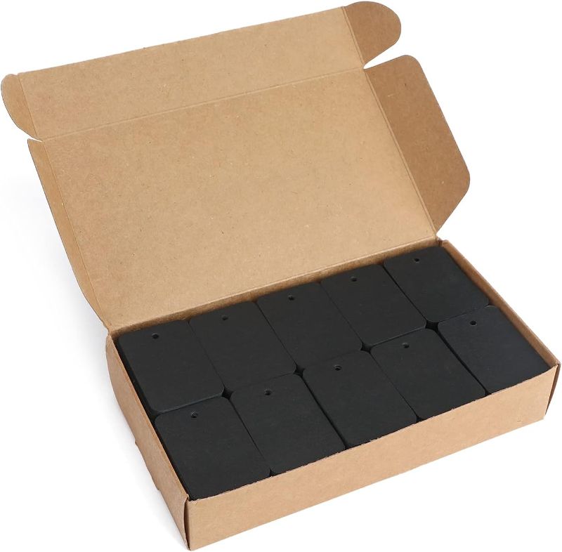 Photo 1 of 200 PCS Blank Price Tags,Black Paper Tags Without String, Clothing Size Lables Coupon Tags Making Lables Store Tags with Exquisite Box Package for Retail, Business,Party Favors
